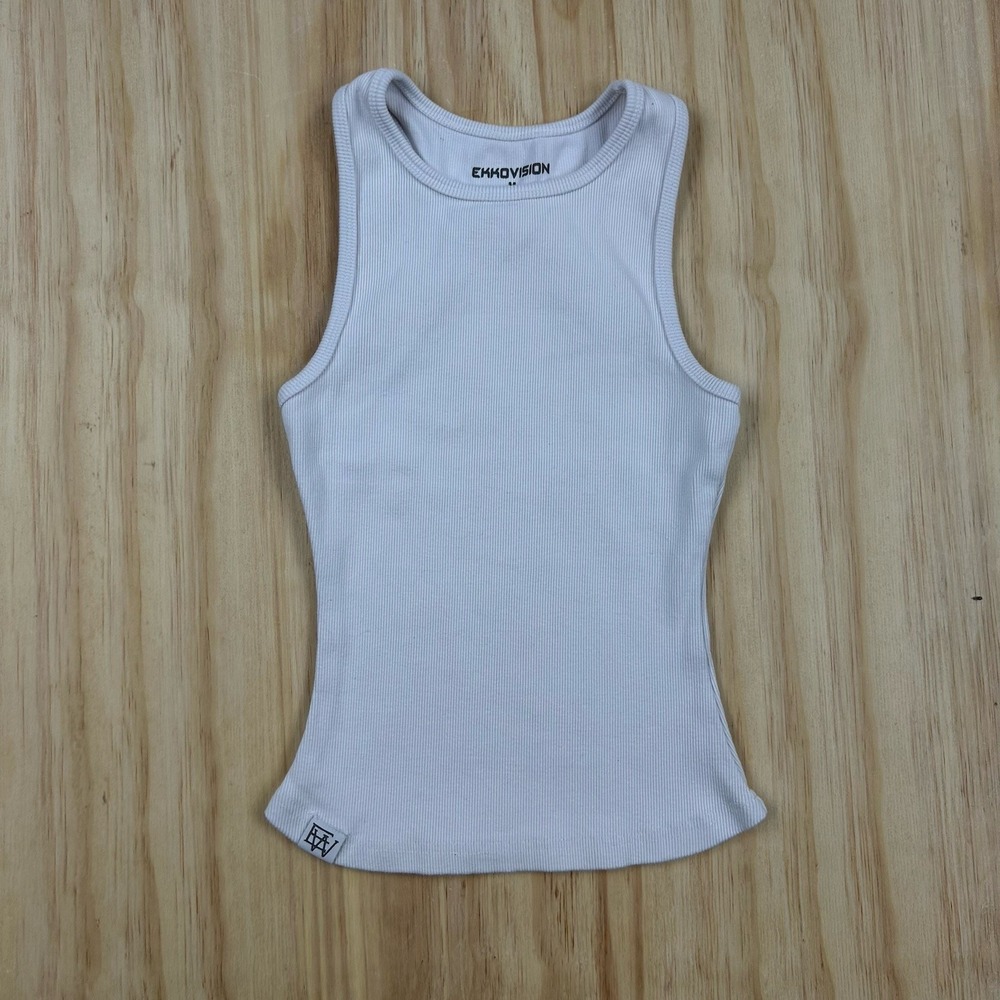 Ekkovision White Basic Ribbed Long Under Tank Top Women's‎ Size M